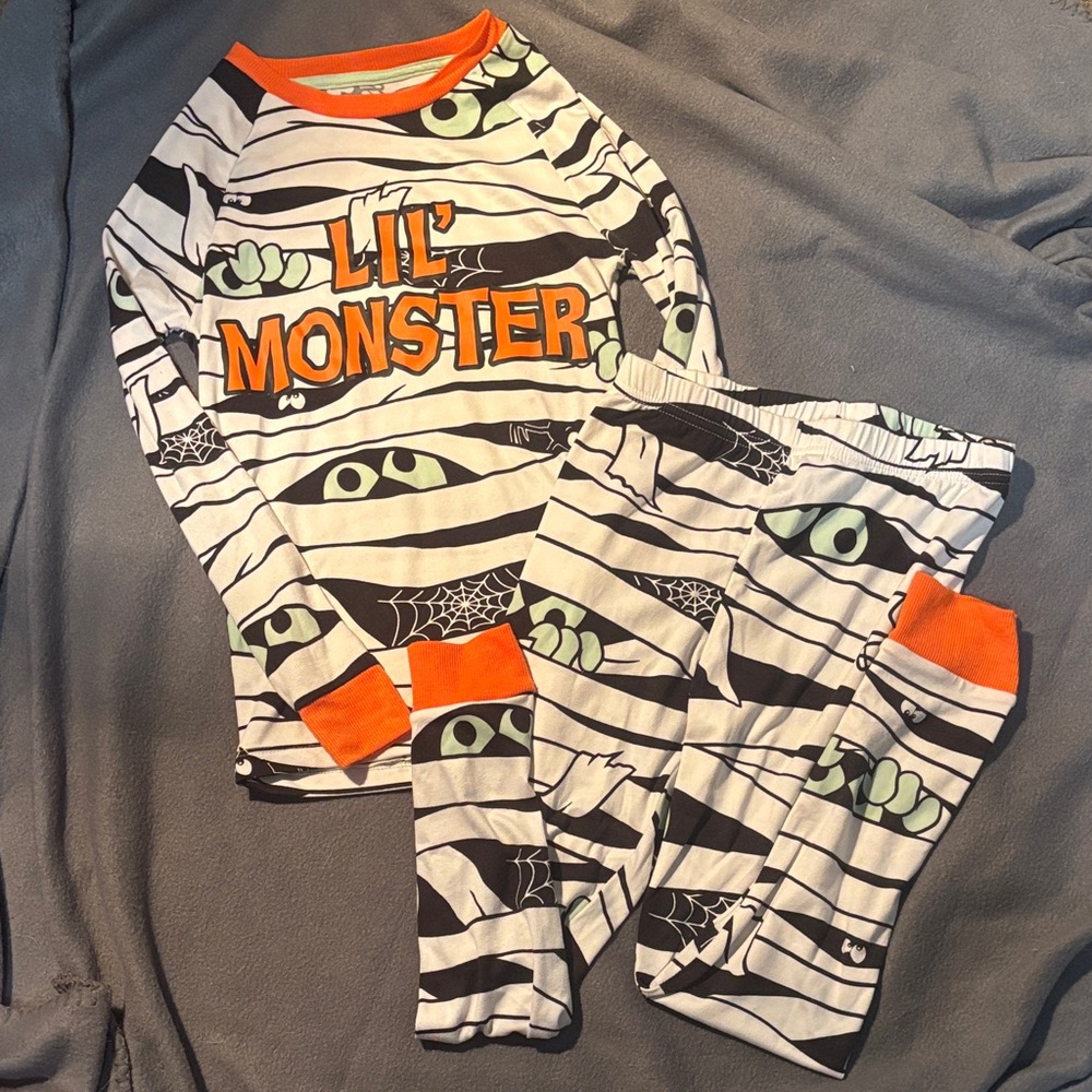 Kids Pajama Set - Black, White, and Orange
